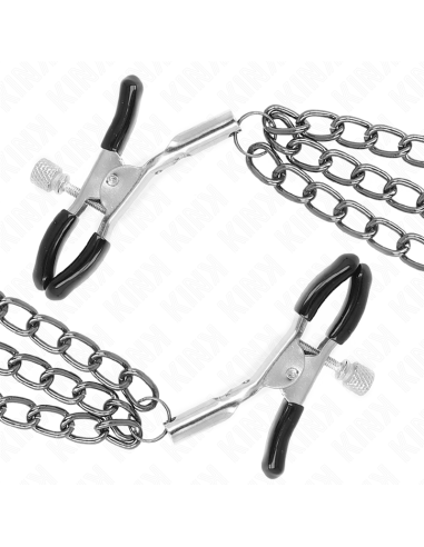 KINK - NIPPLE CLAMPS WITH 3 CHAINS BLACK 20-23-28 CM