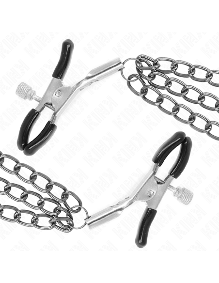 KINK - NIPPLE CLAMPS WITH 3 CHAINS BLACK 20-23-28 CM