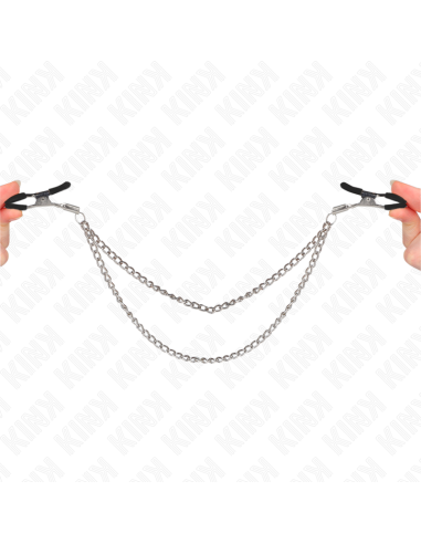 KINK - NIPPLE CLAMPS WITH 2 THICK CHAINS SILVER 20-23 CM