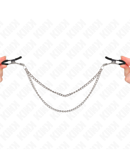 KINK - NIPPLE CLAMPS WITH 2 THICK CHAINS SILVER 20-23 CM