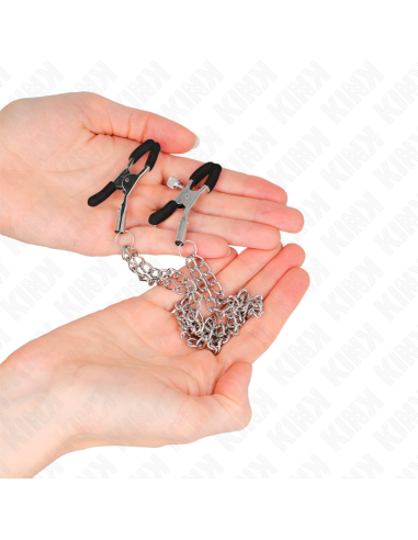 KINK - NIPPLE CLAMPS WITH 2 THICK CHAINS SILVER 20-23 CM