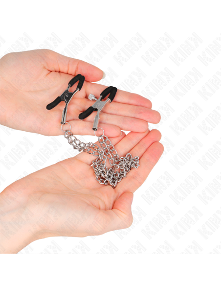 KINK - NIPPLE CLAMPS WITH 2 THICK CHAINS SILVER 20-23 CM