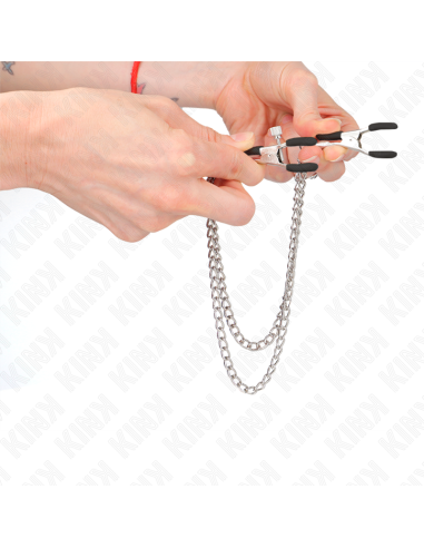 KINK - NIPPLE CLAMPS WITH 2 THICK CHAINS SILVER 20-23 CM