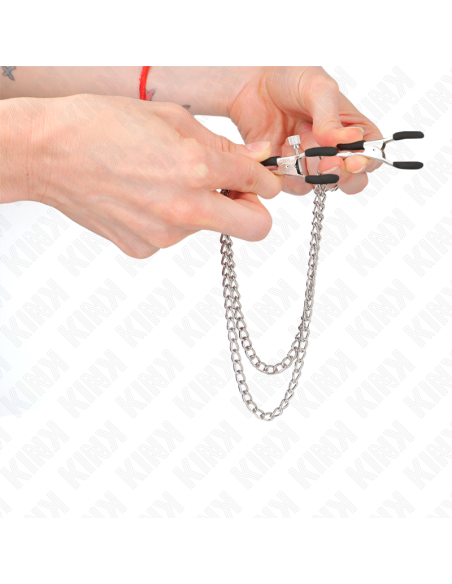 KINK - NIPPLE CLAMPS WITH 2 THICK CHAINS SILVER 20-23 CM