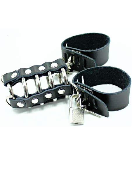 OHMAMA FETISH - PENIS CAGE WITH METAL RINGS AND LEATHER STRAPS