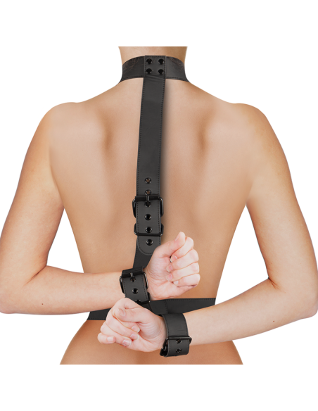 FETISH SUBMISSIVE BONDAGE - COLLAR and WRIST CUFFS BODY RESTRAINT SET