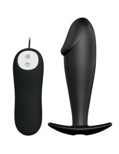PRETTY LOVE - SILICONE ANAL PLUG PENIS FORM AND 12 VIBRATION MODES BLACK