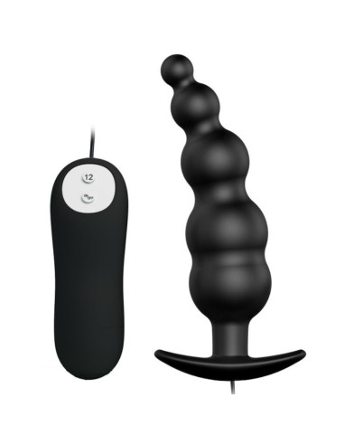 PRETTY LOVE - ANAL PLUG SILICONE EXTRA STIMULATION AND 12 VIBRATION MODES BLACK REMOTE CONTROL