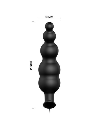 PRETTY LOVE - ANAL PLUG SILICONE EXTRA STIMULATION AND 12 VIBRATION MODES BLACK REMOTE CONTROL