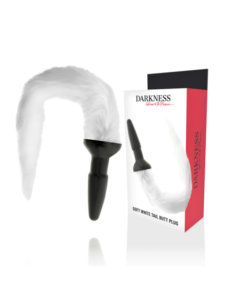 DARKNESS - SILICONE ANAL PLUG WITH WHITE TAIL