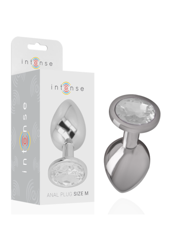 INTENSE - ALUMINUM METAL ANAL PLUG WITH SILVER CRYSTAL SIZE M