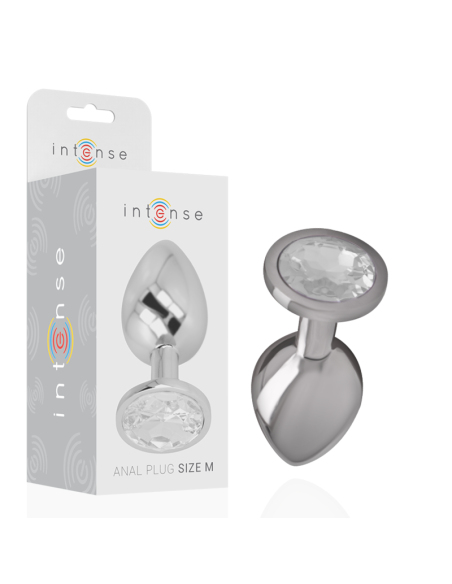 INTENSE - ALUMINUM METAL ANAL PLUG WITH SILVER CRYSTAL SIZE M