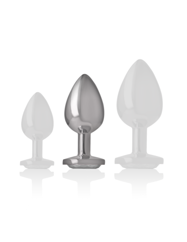 INTENSE - ALUMINUM METAL ANAL PLUG WITH SILVER CRYSTAL SIZE M