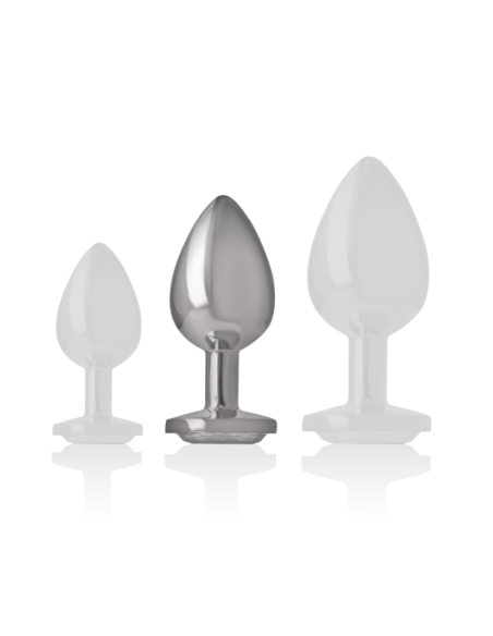 INTENSE - ALUMINUM METAL ANAL PLUG WITH SILVER CRYSTAL SIZE M