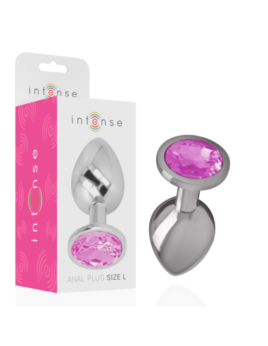 INTENSE - ALUMINUM METAL ANAL PLUG WITH PINK CRYSTAL SIZE L
