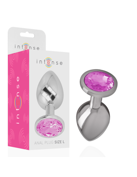 INTENSE - ALUMINUM METAL ANAL PLUG WITH PINK CRYSTAL SIZE L