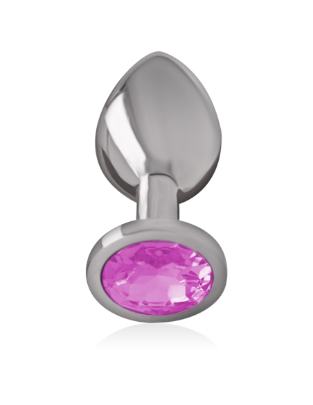 INTENSE - ALUMINUM METAL ANAL PLUG WITH PINK CRYSTAL SIZE L