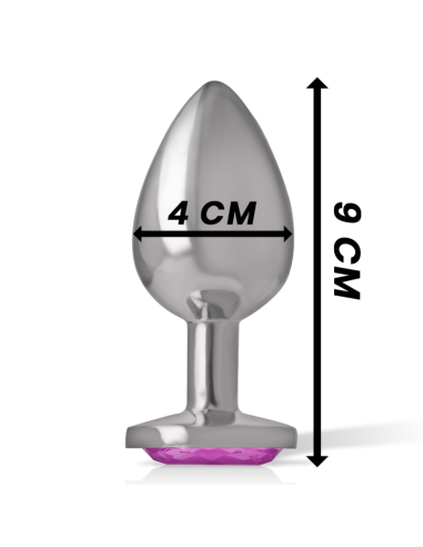 INTENSE - ALUMINUM METAL ANAL PLUG WITH PINK CRYSTAL SIZE L