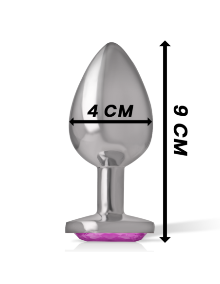 INTENSE - ALUMINUM METAL ANAL PLUG WITH PINK CRYSTAL SIZE L