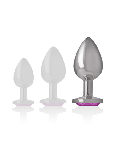 INTENSE - ALUMINUM METAL ANAL PLUG WITH PINK CRYSTAL SIZE L