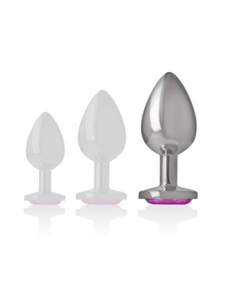 INTENSE - ALUMINUM METAL ANAL PLUG WITH PINK CRYSTAL SIZE L