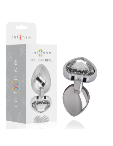 INTENSE - ANAL PLUG METAL ALUMINUM WHITE HEART SIZE L