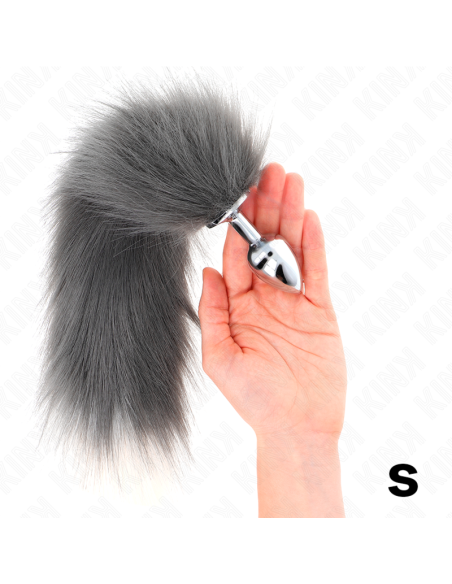 KINK - ANAL PLUG SIZE S 7 X 3 CM WITH SYNTHETIC TAIL 40 CM GREY AND WHITE