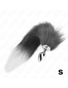 KINK - ANAL PLUG SIZE S 7 X 3 CM WITH SYNTHETIC TAIL 40 CM GREY AND WHITE 2