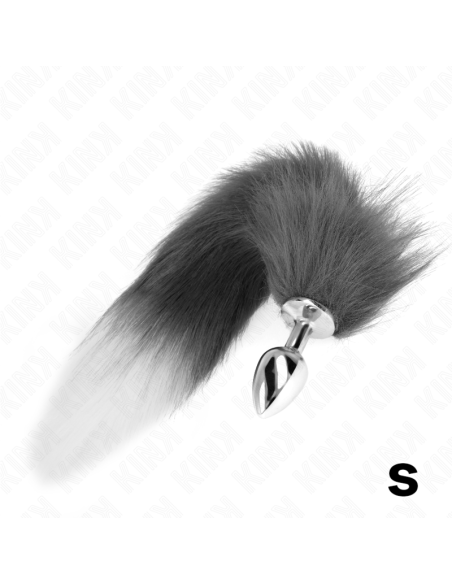 KINK - ANAL PLUG SIZE S 7 X 3 CM WITH SYNTHETIC TAIL 40 CM GREY AND WHITE