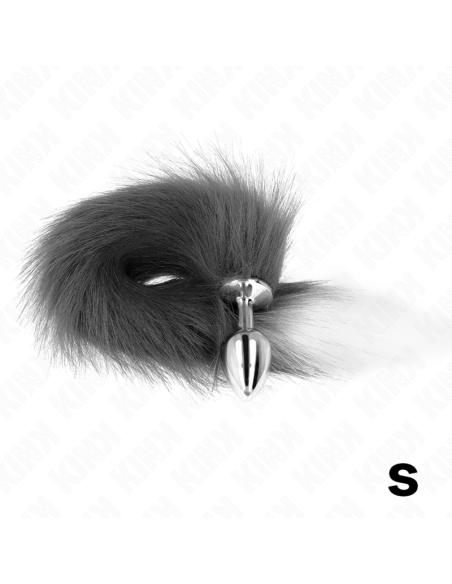 KINK - ANAL PLUG SIZE S 7 X 3 CM WITH SYNTHETIC TAIL 40 CM GREY AND WHITE