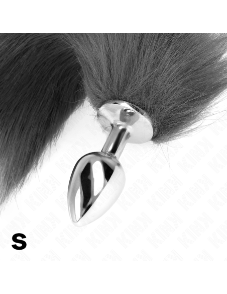 KINK - ANAL PLUG SIZE S 7 X 3 CM WITH SYNTHETIC TAIL 40 CM GREY AND WHITE