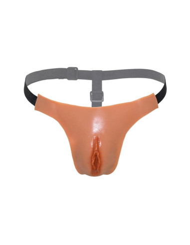 HIDDEN DESIRE - ALTER EGO ADJUSTABLE OPEN VAGINA STRING FLESH