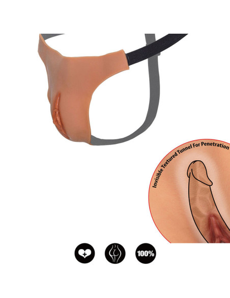 HIDDEN DESIRE - ALTER EGO ADJUSTABLE OPEN VAGINA STRING FLESH