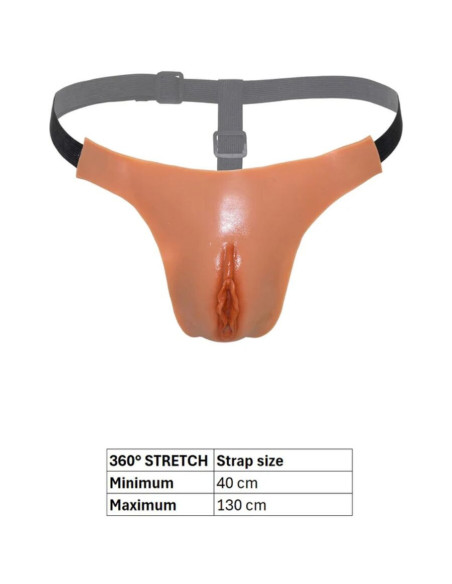 HIDDEN DESIRE - ALTER EGO ADJUSTABLE OPEN VAGINA STRING FLESH
