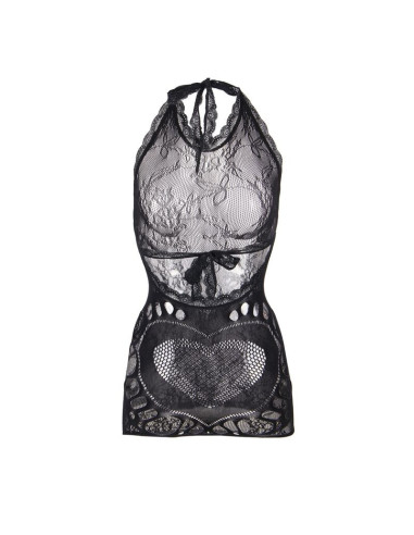 SUBBLIME - 952075 SHORT FISHNET DRESS WITH BACK BACK AND HEART DETAIL BLACK ONE SIZE