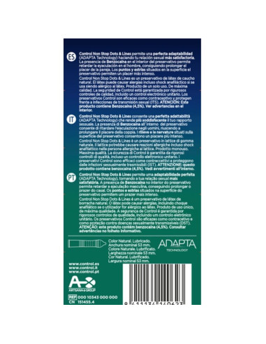 CONTROL - NONSTOP DOTS AND LINES PREZERVATYVAI, 12 VIENETŲ