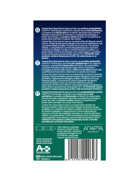 CONTROL - NONSTOP DOTS AND LINES PREZERVATYVAI, 12 VIENETŲ