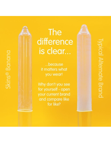 SKINS - BANANŲ PREMIUM PREZERVATYVŲ PAKUOTĖ, 4 vnt.