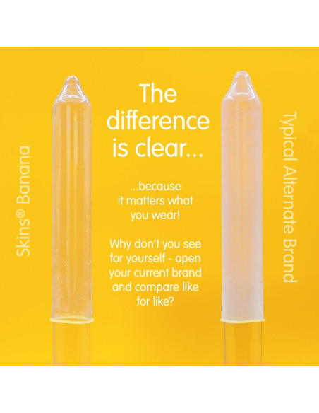 SKINS - BANANŲ PREMIUM PREZERVATYVŲ PAKUOTĖ, 4 vnt.