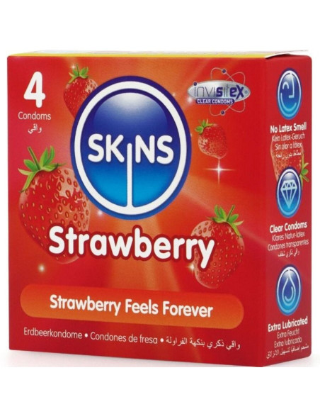 SKINS - STRAWBERRY PREMIUM CONDOMS PACK 4