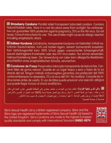 SKINS - STRAWBERRY PREMIUM CONDOMS PACK 4