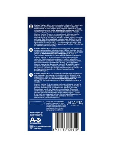 CONTROL - ADAPTA NATURE XL CONDOMS 12 UNITS