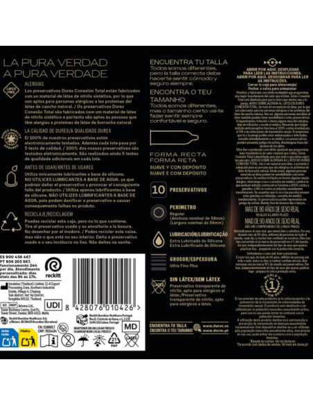 DUREX - TOTAL CONNECTION XL ULTRA FINE PLUS LATEX FREE 10 UNITS