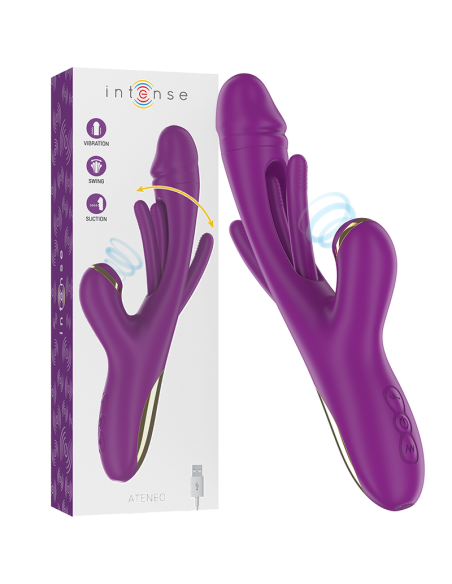INTENSE - ATENEO RECHARGEABLE MULTIFUNCTION VIBRATOR 7 VIBRATIONS WITH OSCILLATING TONGUE AND PURPLE SUCTION