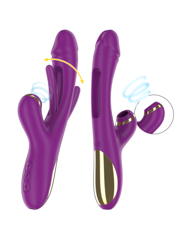 INTENSE - ATENEO RECHARGEABLE MULTIFUNCTION VIBRATOR 7 VIBRATIONS WITH OSCILLATING TONGUE AND PURPLE SUCTION