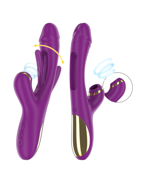 INTENSE - ATENEO RECHARGEABLE MULTIFUNCTION VIBRATOR 7 VIBRATIONS WITH OSCILLATING TONGUE AND PURPLE SUCTION