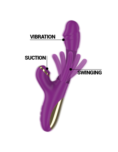 INTENSE - ATENEO RECHARGEABLE MULTIFUNCTION VIBRATOR 7 VIBRATIONS WITH OSCILLATING TONGUE AND PURPLE SUCTION