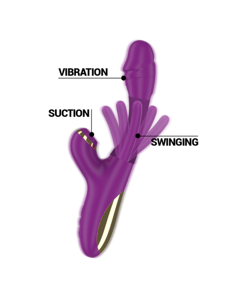 INTENSE - ATENEO RECHARGEABLE MULTIFUNCTION VIBRATOR 7 VIBRATIONS WITH OSCILLATING TONGUE AND PURPLE SUCTION