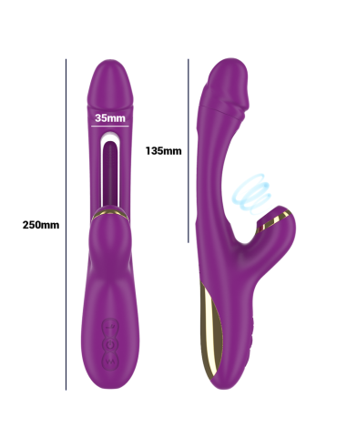 INTENSE - ATENEO RECHARGEABLE MULTIFUNCTION VIBRATOR 7 VIBRATIONS WITH OSCILLATING TONGUE AND PURPLE SUCTION