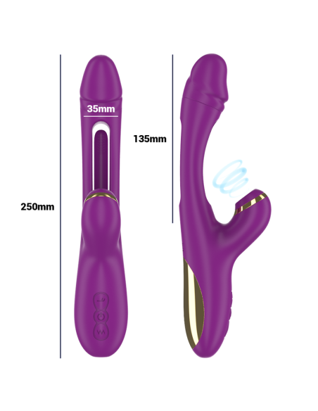 INTENSE - ATENEO RECHARGEABLE MULTIFUNCTION VIBRATOR 7 VIBRATIONS WITH OSCILLATING TONGUE AND PURPLE SUCTION